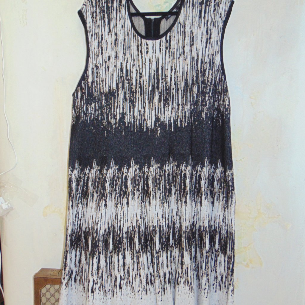 Nic + Zoe Dress Fit N Flare Knit Sleeveless Black White Beige Boho Womens 2xl